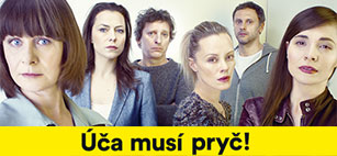Lutz Hübner: Úča musí pryč! Hrají: Igor Chmela, Kateřina Winterová, Petra Špalková, Linda Rybová, Jana Janěková ml. a David Prachař