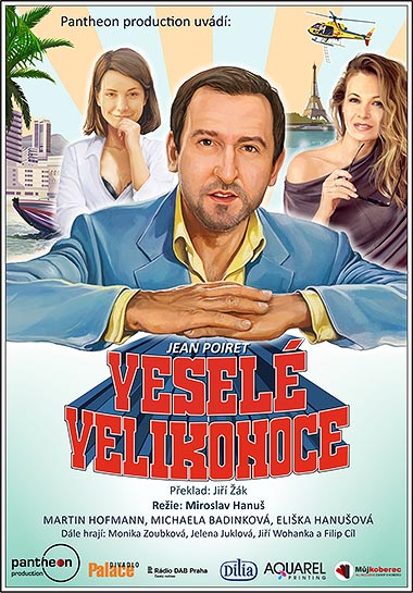 Jean Poiret: Veselé Velikonoce - česká divadelní premiéra. Hrají: Martin Hofmann, Michaela Badinková, Eliška Hanušová, Monika Zoubková, Jelena Juklová, Jiří Wohanka a Filip Cíl