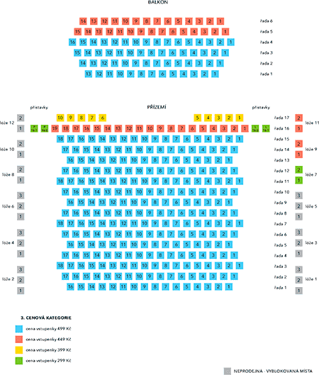 3. cenová skupina - plán hlediště platný od 1.7.2022